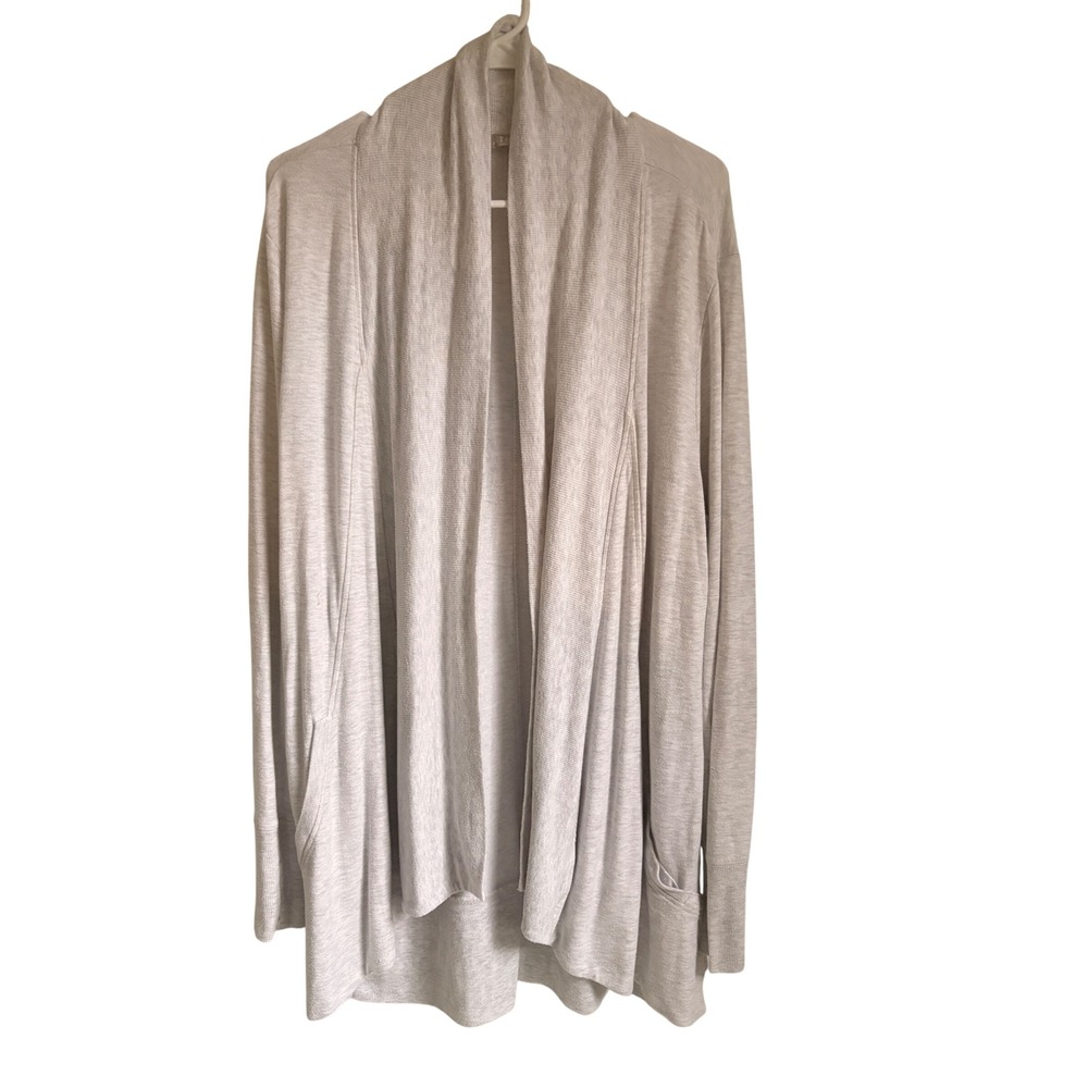 Athleta Women's L Light Gray Heather Pranayama Restore Wrap Open Front Cardigan
